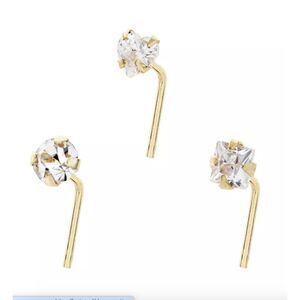 Rhona Sutton Bodifine 10K Gold Set of 3 CZ Nose Studs NWT